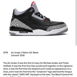 Jordan 3 Retro Black Cement, size 13.